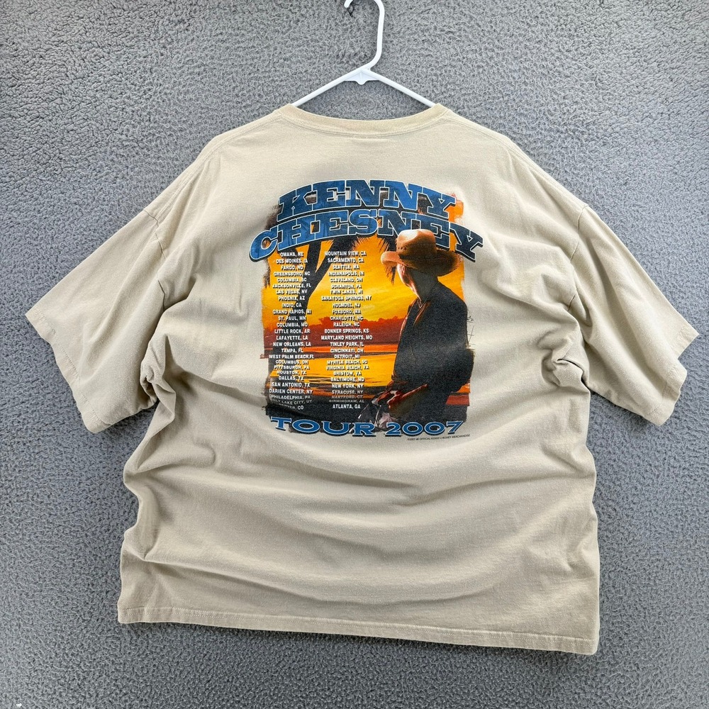 Kenny Chesney Flip Flop Summer Tour 2007 T-Shirt Tan Men 2XL Gildan Ultra Cotton - Picture 3 of 16